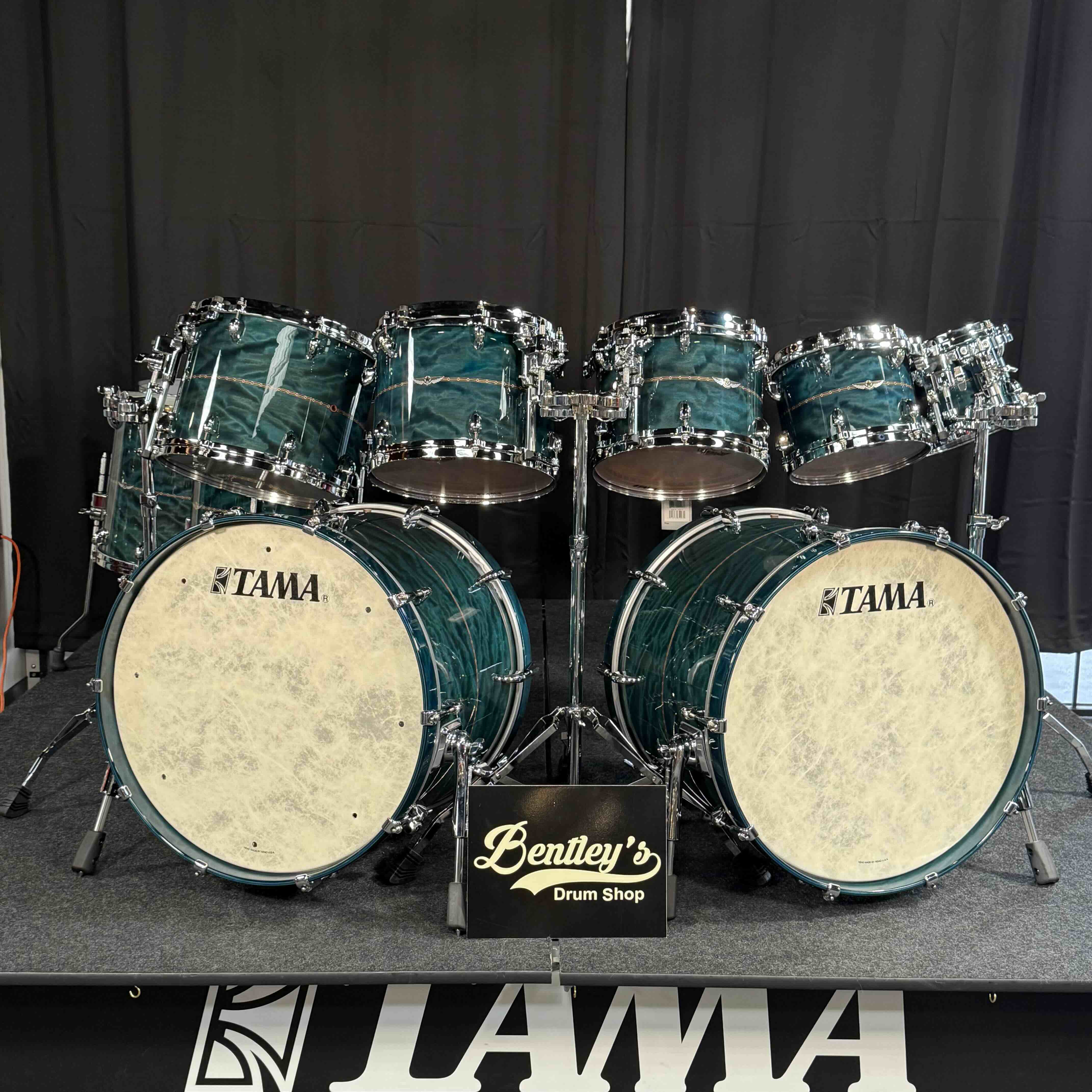 ~WOW!~ TAMA STAR Bubinga 10-Piece Double-Bass Drum Kit Set in Wild Sea Blue Bosse Gloss Lacquer with Dual Inlay